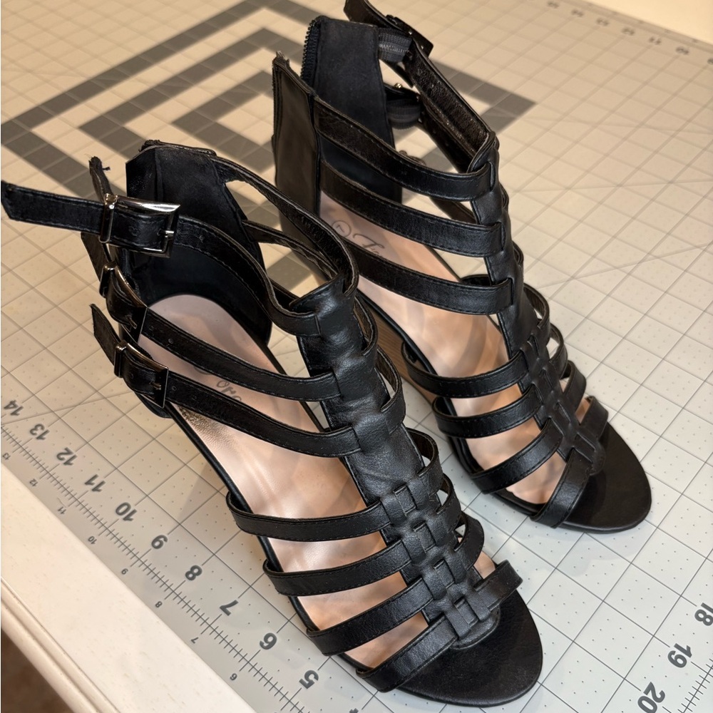 Black Strappy Heeled Sandals